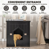 Cat Litter Box Enclosure with Flip Magnetic Half Door-Black