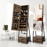 Jewelry Cabinet with Full Length Mirror-Brown