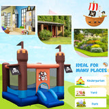 Pirate-Themed Inflatable Bounce Castle with Large Jumping Area and 735W Blower