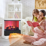 27 Inch Freestanding Electric Fireplace with 3-Level Vivid Flame Thermostat-White