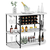 47 Inches Wine Rack Table with Glass Holder and Storage Shelves-White