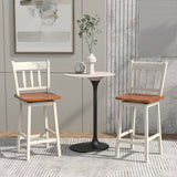 24.5 Inches Set of 2 Swivel Bar Stools with 360° Swiveling-White