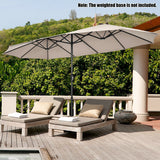 15 Feet Patio Double-Sided Umbrella with Hand-Crank System-Beige