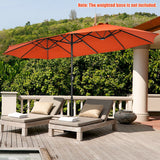 15 Feet Patio Double-Sided Umbrella with Hand-Crank System-Orange