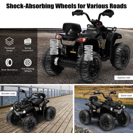 12V Kids Ride On ATV 4 Wheeler with MP3 and Headlights-Black