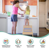 2-in-1 Multifunctional Toddler Step Stool with Safety Rail-Natural