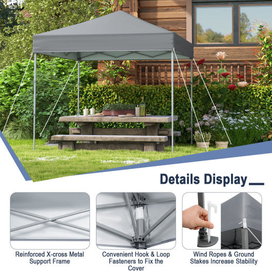 6.6 x 6.6 Feet Outdoor Pop-up Canopy Tent with UPF 50+ Sun Protection-Gray