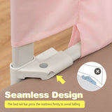 69.5 Inches Toddler Bedrail with Anti-Collision Cotton and Side Pocket-Pink