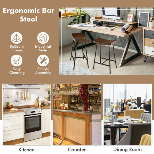 Industrial Saddle Stool with Metal Legs and Adjustable Foot Pads-24 inches