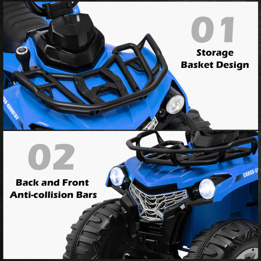 12V Kids Ride On ATV 4 Wheeler with MP3 and Headlights-Blue