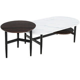 Set of 2 Modern Nesting Coffee Table with Extra Storage Shelf-White