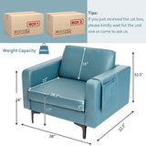 Modern Accent Armchair with Side Storage Pocket-Blue