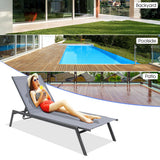 Outdoor Adjustable Chaise Lounge Chair with Lay Flat Position and Quick-Drying Fabric