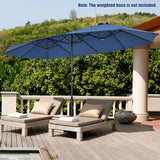 15 Feet Patio Double-Sided Umbrella with Hand-Crank System-Navy