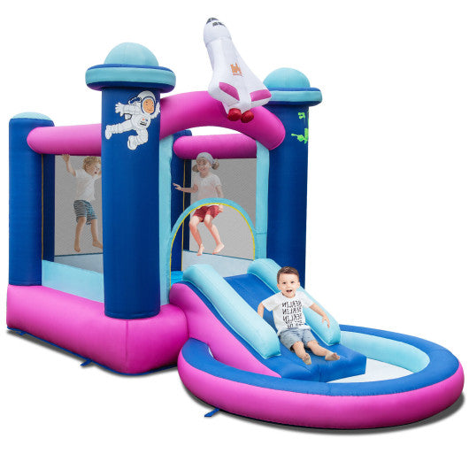 3-in-1 Inflatable Space-themed Bounce House with 480W Blower