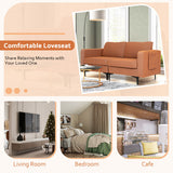 Modern Loveseat Sofa Couch with Side Storage Pocket and Sponged Padded Seat Cushions-Orange
