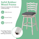 360° Swivel Bar Stools with Rubber Wood Frame and Ergonomic Backrest and Footrest-29 inches