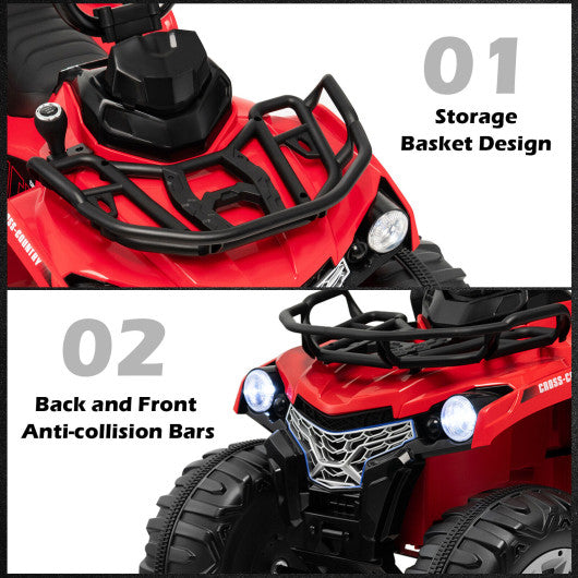 12V Kids Ride On ATV 4 Wheeler with MP3 and Headlights-Red