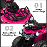 12V Kids Ride On ATV 4 Wheeler with MP3 and Headlights-Pink