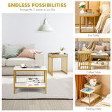 2 Pieces Nesting Coffee Table Set for Living Room-White