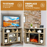 Modern Corner TV Stand with Adjustable Shelves for TVs up to 48 Inch-Natural
