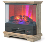 27 Inch Freestanding Electric Fireplace with 3-Level Vivid Flame Thermostat-Natural