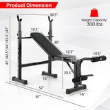 Adjustable Weight Bench and Barbell Rack Set with Weight Plate Post