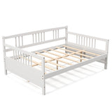 Wooden Full Size Daybed Frame with Guardrails-White