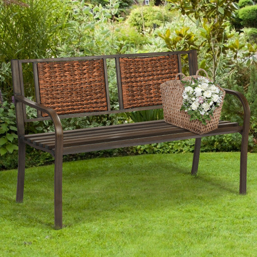 Patio Garden Bench with Powder Coated Steel Frame