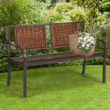 Patio Garden Bench with Powder Coated Steel Frame