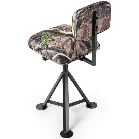 Swivel Hunting Chair Tripod Blind Stool with Detachable Backrest