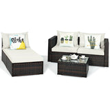 5 Pieces Patio Rattan Furniture Set with Coffee Table-Off White