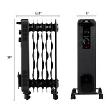 1500 W Oil-Filled Heater Portable Radiator Space Heater with Adjustable Thermostat-Black