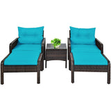 5 Pieces Patio Rattan Furniture Set Sofa