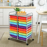 Multipurpose 20 Drawers Storage Rolling Cart Studio Organizer-Multicolor