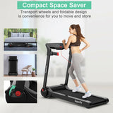 3HP Electric Folding Treadmill with Bluetooth Speaker-Red