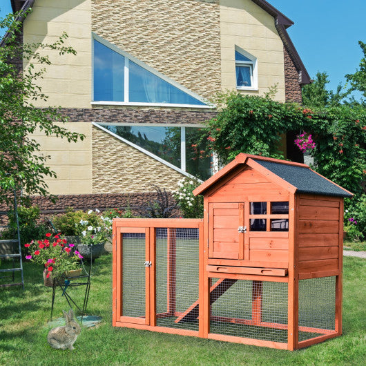 Outdoor Wooden Rabbit hutch-Natural