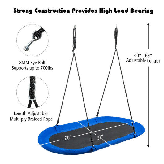 60 Inch Saucer Surf Outdoor Adjustable Swing Set-Blue+Black