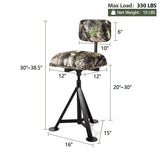 Swivel Hunting Chair Tripod Blind Stool with Detachable Backrest