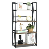 4-Tier Folding Bookshelf No-Assembly Industrial Bookcase Display Shelves