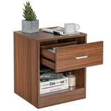 Modern Nightstand with Storage Drawer and Cabinet-Brown