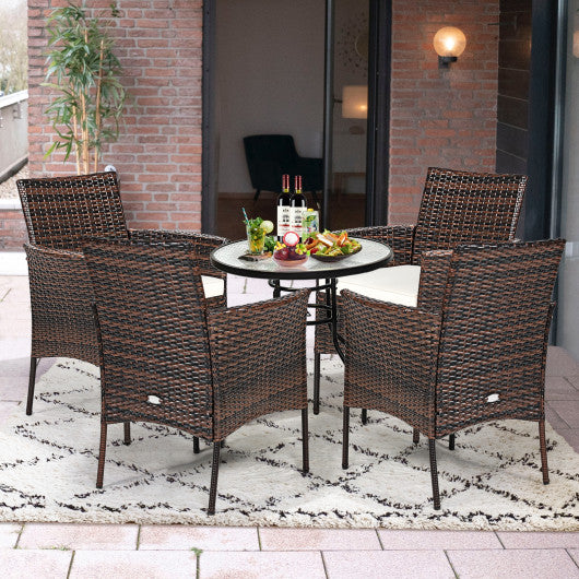 2 Pieces Outdoor PE Rattan Armchairs with Removable Cushions