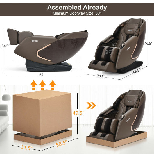 Soothe 10-Full Body Zero Gravity Massage Chair with SL Track Heat Installation-free-Brown