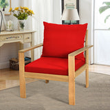 Outdoor 4 Pieces Acacia Wood Chat Set with Water Resistant Cushions-Red