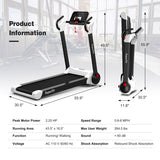 2.25 HP Electric Motorized Folding Running Treadmill Machine with LED Display-White