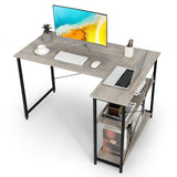 48 Inch Reversible L Shaped Computer Desk with Adjustable Shelf-Gray