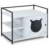 Enclosure Hidden Litter Furniture Cabinet with 2-Tier Storage Shelf-White