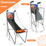 Foldable Single Shot Basketball Arcade Game with Electronic Scorer and Basketballs