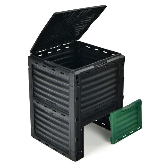 80-Gallon Outdoor Composter with Large Openable Lid and Bottom Exit Door-Green