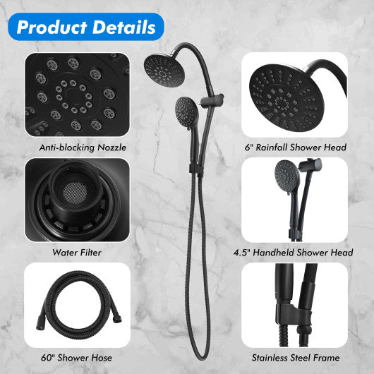 High Pressure Combo Handheld Shower Head-Black